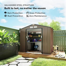 Outsunny 7 x 4ft Garden Shed Storage with Foundation Kit and Vents, Brown thumbnail 3
