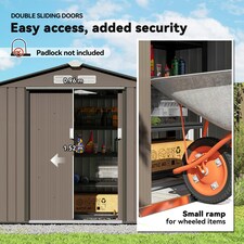 Outsunny 7 x 4ft Garden Shed Storage with Foundation Kit and Vents, Brown thumbnail 9