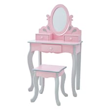 Teamson Kids Little Princess Rapunzel Vanity Playset, Pink/Grey