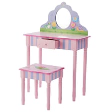 Teamson Kids Magic Garden Play Vanity Table and Stool Set