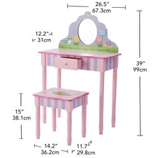 Teamson Kids Magic Garden Play Vanity Table and Stool Set thumbnail 3