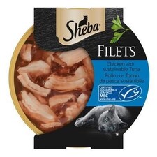 32 x 60g Sheba Fillets Adult Wet Cat Food Trays Chicken and Tuna in Gravy thumbnail 5