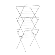 OHS 3 Tier 15kg Foldable Clothes Laundry Airer Drying Rack, 15m - Silver