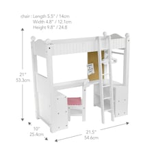 Teamson Kids Little Princess 18in Doll College Dorm Double Bunk Desk thumbnail 3