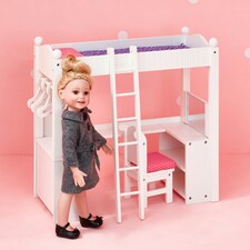 Teamson Kids Little Princess 18in Doll College Dorm Double Bunk Desk thumbnail 5
