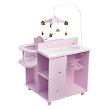 Teamson Kids Wooden Baby Doll Changing Station with Storage, Purple
