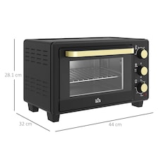 HOMCOM Mini Oven 16L Countertop Oven w/ Adjustable Temp Timer 1400W, Black thumbnail 10