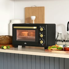 HOMCOM Mini Oven 16L Countertop Oven w/ Adjustable Temp Timer 1400W, Black thumbnail 2
