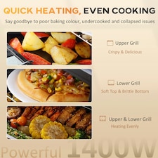 HOMCOM Mini Oven 16L Countertop Oven w/ Adjustable Temp Timer 1400W, Black thumbnail 6