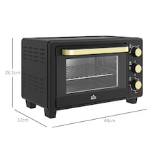 HOMCOM Mini Oven 16L Countertop Oven w/ Adjustable Temp Timer 1400W, Black thumbnail 7