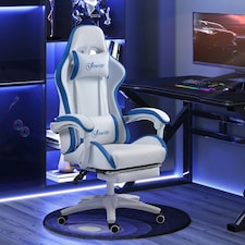 Vinsetto Racing Style Gaming Chair with Reclining Function Footrest, Blue thumbnail 2