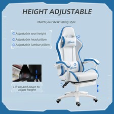 Vinsetto Racing Style Gaming Chair with Reclining Function Footrest, Blue thumbnail 3
