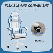 Vinsetto Racing Style Gaming Chair with Reclining Function Footrest, Blue thumbnail 5