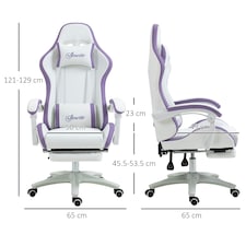 Vinsetto Racing Style Gaming Chair with Reclining, Footrest, Purple thumbnail 3