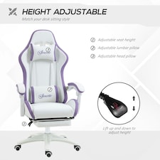 Vinsetto Racing Style Gaming Chair with Reclining, Footrest, Purple thumbnail 4