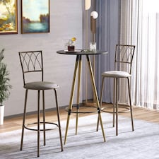HOMCOM Set of 2 Bar Chairs Swivel Armless Upholstered Metal Frame Barstools thumbnail 2