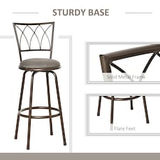 HOMCOM Set of 2 Bar Chairs Swivel Armless Upholstered Metal Frame Barstools thumbnail 5