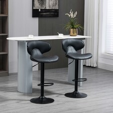 HOMCOM Adjustable Swivel Bar Stools Set of 2, Barstools for Counter Bar, Grey thumbnail 2