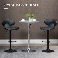 HOMCOM Adjustable Swivel Bar Stools Set of 2, Barstools for Counter Bar, Grey thumbnail 3