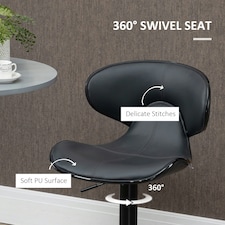 HOMCOM Adjustable Swivel Bar Stools Set of 2, Barstools for Counter Bar, Grey thumbnail 5