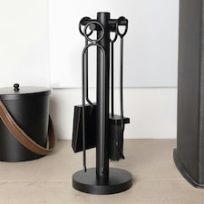 Olive Fireside Companion Set Tool Stand Circular Base Black Matte Finish thumbnail 5