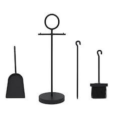 Elm Fireside Companion Set with Poker Brush Coal Shovel Contemporary Tool Holder thumbnail 4