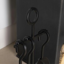 Elm Fireside Companion Set with Poker Brush Coal Shovel Contemporary Tool Holder thumbnail 6