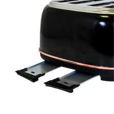 Charles Bentley 4 Slice Stainless Steel Toaster w Tray Black & Rose Gold thumbnail 3