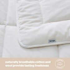 Silentnight Luxury Natural Wool Heavyweight Duvet, Breathable Cotton Cover, Temperature Regulating, Double | White thumbnail 4