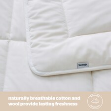 Silentnight Luxury Natural Wool Lightweight Duvet, Breathable Cotton Cover, Temperature Regulating, Super King | White thumbnail 4