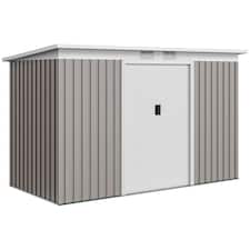 Outsunny 9 x 4FT Metal Garden Storage Shed w/ 2 Door, Light Grey
