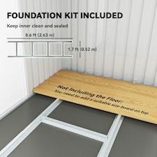 Outsunny 9 x 4FT Metal Garden Storage Shed w/ 2 Door, Light Grey thumbnail 10