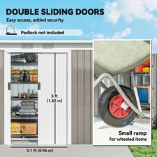 Outsunny 9 x 4FT Metal Garden Storage Shed w/ 2 Door, Light Grey thumbnail 4