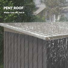 Outsunny 9 x 4FT Metal Garden Storage Shed w/ 2 Door, Light Grey thumbnail 6