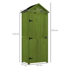 Outsunny Wooden Garden Storage Shed Outdoor Tool Storage Box, Green thumbnail 10