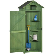 Outsunny Wooden Garden Storage Shed Outdoor Tool Storage Box, Green thumbnail 6
