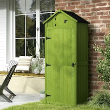 Outsunny Wooden Garden Storage Shed Outdoor Tool Storage Box, Green thumbnail 7