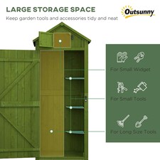 Outsunny Wooden Garden Storage Shed Outdoor Tool Storage Box, Green thumbnail 8
