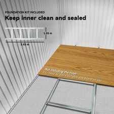 Outsunny 9 x 6FT Galvanised Garden Storage Shed with Sliding Door, Silver thumbnail 10