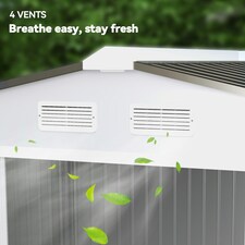 Outsunny 9 x 6FT Galvanised Garden Storage Shed with Sliding Door, Silver thumbnail 8