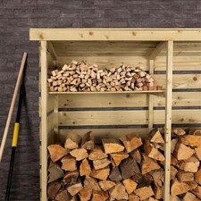 Charles Bentley FSC Nordic Spruce Wood Double Log Store Firewood Storage Heavy thumbnail 2