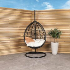 Charles Bentley Garden Wicker Rattan Patio Hanging Swing Chair Seat - Black thumbnail 3