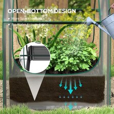 Outsunny Raised Garden Bed Planter Box with Greenhouse, Clear and Dark Grey thumbnail 5