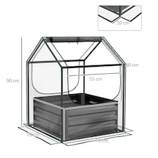 Outsunny Raised Garden Bed Planter Box with Greenhouse, Clear and Dark Grey thumbnail 7