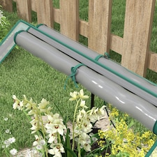 Outsunny Raised Garden Bed Planter Box with Greenhouse, Clear and Dark Grey thumbnail 8