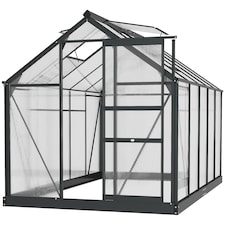Outsunny 6x10ft Walk-In Polycarbonate Greenhouse Plant Grow Galvanized Aluminium
