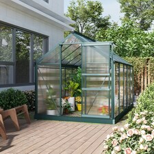 Outsunny 6x10ft Walk-In Polycarbonate Greenhouse Plant Grow Galvanized Aluminium thumbnail 10