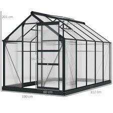 Outsunny 6x10ft Walk-In Polycarbonate Greenhouse Plant Grow Galvanized Aluminium thumbnail 7