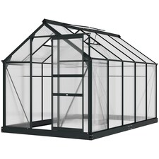 Outsunny 6x10ft Walk-In Polycarbonate Greenhouse Plant Grow Galvanized Aluminium thumbnail 8