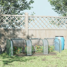 Outsunny Tunnel Greenhouse Steel Frame for Garden w/ Zipper Doors thumbnail 2